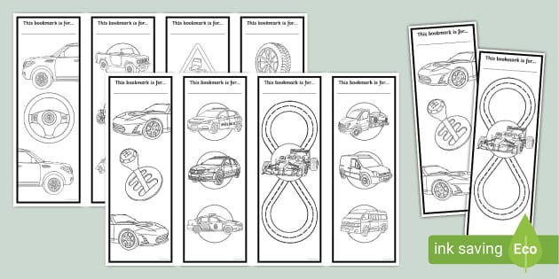 Car Themed Colouring Bookmarks teacher Made Twinkl