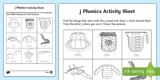 the j sound phonics worksheet primary teaching resources