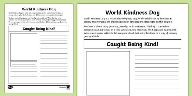 World Kindness Day Writing Activity (teacher made) - Twinkl
