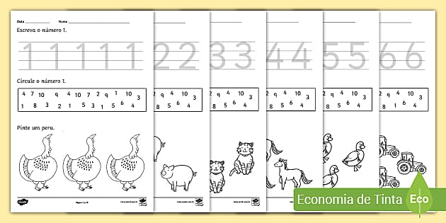 Atividade de Matemática para 1º Ano – Procure, pinte e conte