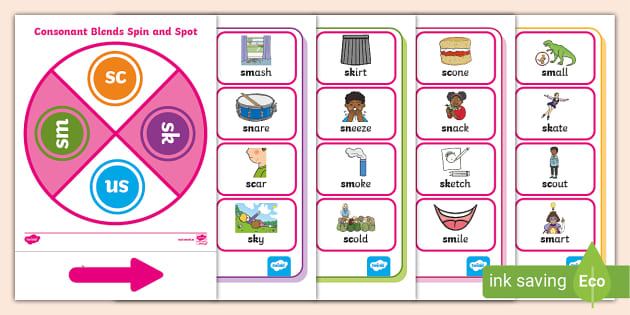 Consonant Blends Sc Sk Sn Sm Spinner Game Twinkl