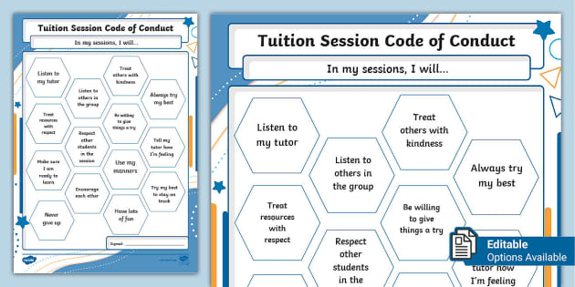Student Code of Conduct for Group Tuition Sessions - Twinkl