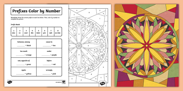 Sixth Grade Prefixes Color by Number Activity (teacher made)