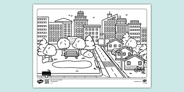 Urban Habitat Colouring Sheet (teacher made) - Twinkl