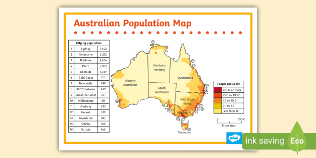 Australian Population Map | Year 5 HASS | Twinkl Poster