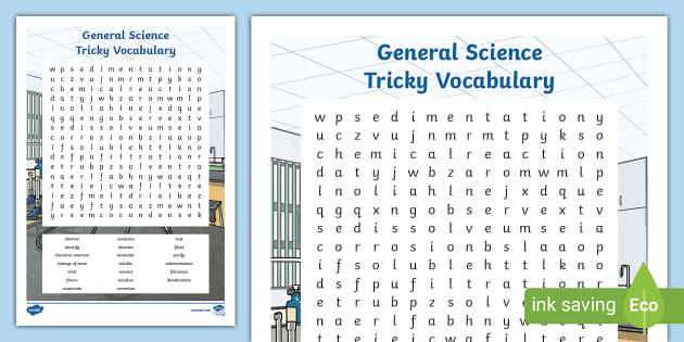 General Science Tricky Vocabulary Word Search - Twinkl