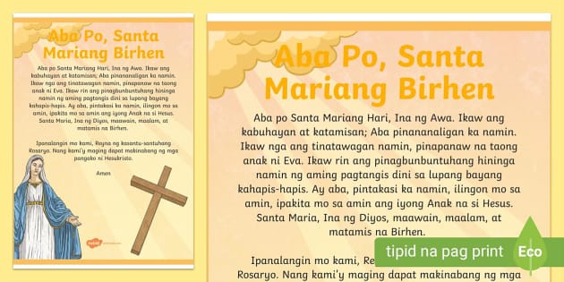 Aba Po, Santa Mariang Birhen (Hail, Holy Queen Tagalog) | Grade 2 | Twinkl