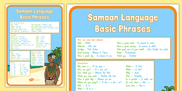 Samoan Language Basic Phrases A4 Display Poster