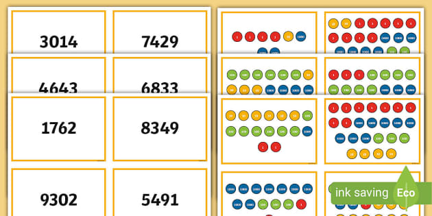 4-Digit Place Value Matching Cards (teacher made) - Twinkl