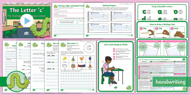 Continuous Cursive Letter C Handwriting Practice Ks1