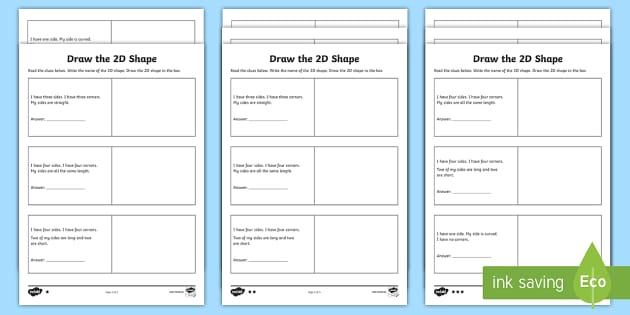 Draw The 2d Shape Differentiated Worksheets