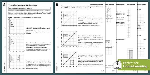 👉 Transformations: Reflections Worksheet - Home Learning | KS3