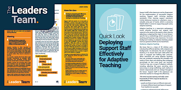 Effective Deployment of Support Staff (Quick Look)