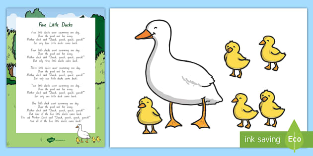 Little Ducks Story Pack, Rhyme Sheet and Stick Puppets