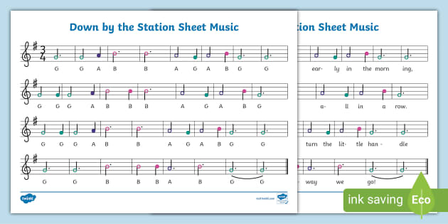 Down by the Station Simple Sheet Music