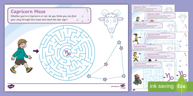 FREE Capricorn Maze Activity Worksheets Twinkl Star Signs