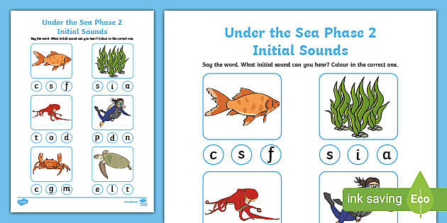 Under The Sea Phase 2 Initial Sounds Activity Teacher Made