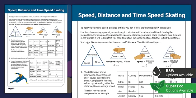 Speed Distance Time Questions, Worksheets and Revision