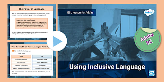 ESL Using Inclusive Language PowerPoint [Adults, B2]