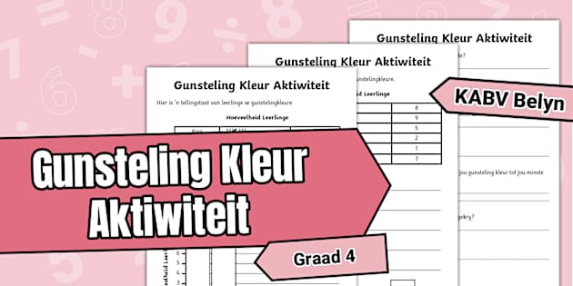 Gunsteling Graad 4 - Wiskunde - Kwartaal 1 - Gunsteling Kleur Aktiwiteit - Templaat