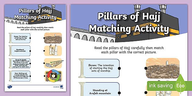 Pillars of Hajj Matching Activity (teacher made) - Twinkl