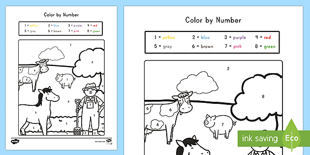 Farm Color By Number Free Printables - Your Therapy Source