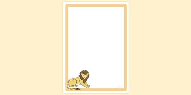 FREE! - Lion Lowering Itself to the Ground Page Border | Twinkl