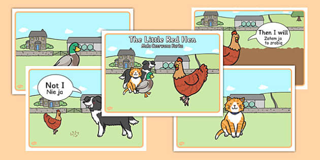 The little Red Hen Story Sequencing with Speech Bubbles Polish Translation