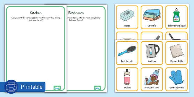 Grade R Data Handling Bathroom and Kitchen Sorting Activity