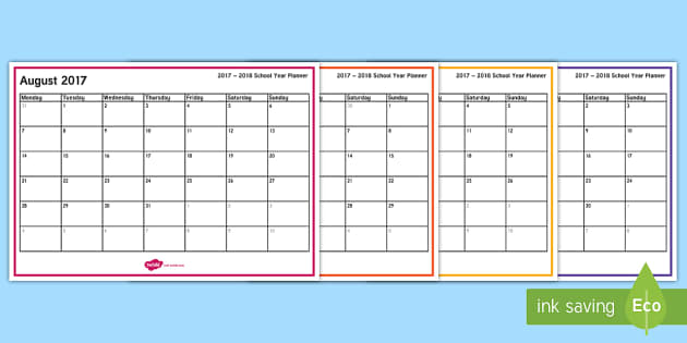 2017 - 2018 School Year Overview Planning Template - Twinkl