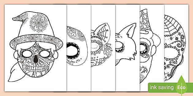 Cat Paper Masks Printable Halloween Costume Craft Activity Coloring