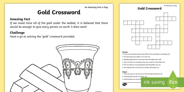 Gold Crossword (teacher made) Twinkl