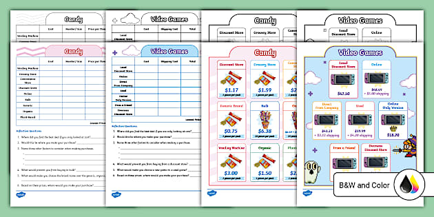 Which Activity Is Done In Step 2 Of Comparison Shopping Comparison Shopping Worksheet for 3rd-5th Grade - Twinkl