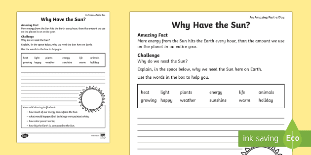 why have the sun worksheet pdf printable teacher made