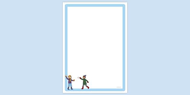 Children Throwing Snowballs at Each Other Page Border