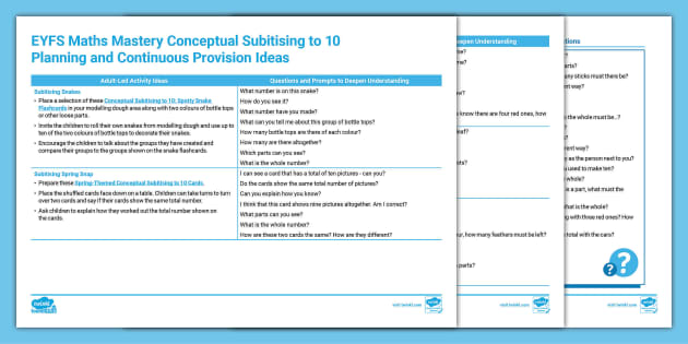 EYFS Maths Conceptual Subitising to 10 Planning Provision