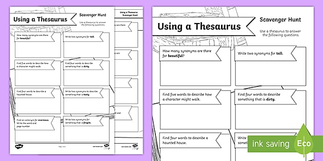 Thesaurus Practice — Matching and Finding Synonyms (Years 3-4)