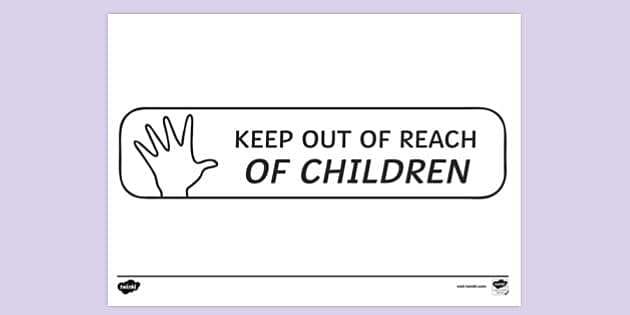 Keep Out Of Reach Of Children Warning Sign Colouring Sheet