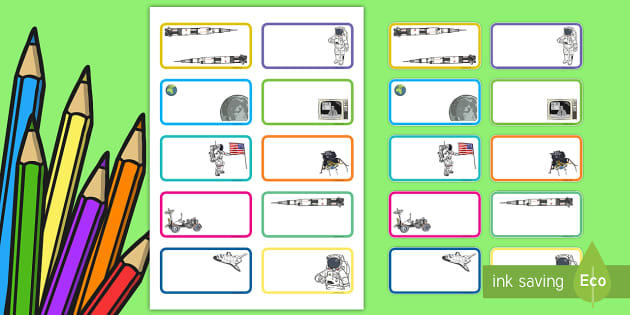 Moon Landing-Themed Self Registration Labels (teacher made)