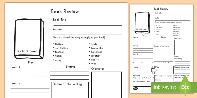 in depth book review template