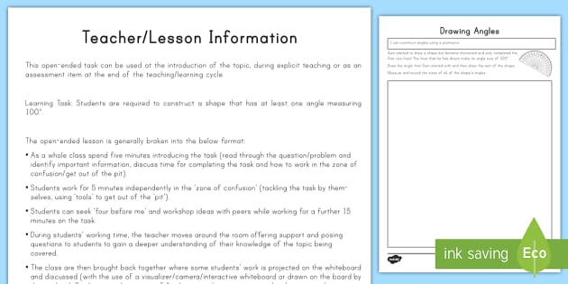 Drawing Angles Open Ended Task Worksheet / Worksheet