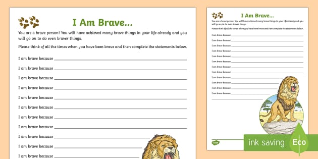 'I am Brave' Poster Worksheet - Primary Resources - Twinkl