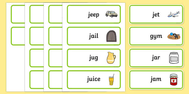 Initial j Sound Word Cards - initial j, word cards, sounds