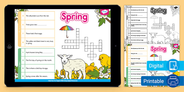 Spring Crossword Puzzle Spring Season Twinkl USA