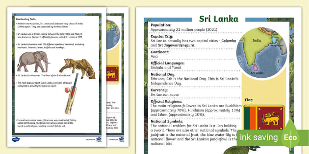 KS2 Sri Lanka Fact File (teacher made) - Twinkl