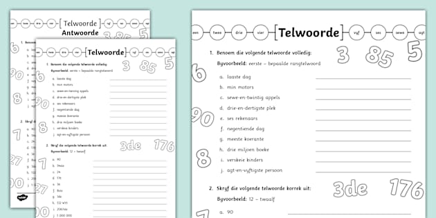 Vinnige Telwoorde Oefening vir Intermediêre Fase - Twinkl
