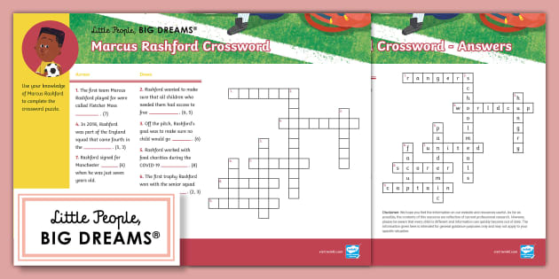 FREE Little People Big Dreams: Marcus Rashford Crossword