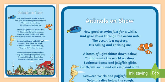 Animals on Show Poem - Australian Animal Poem For kids