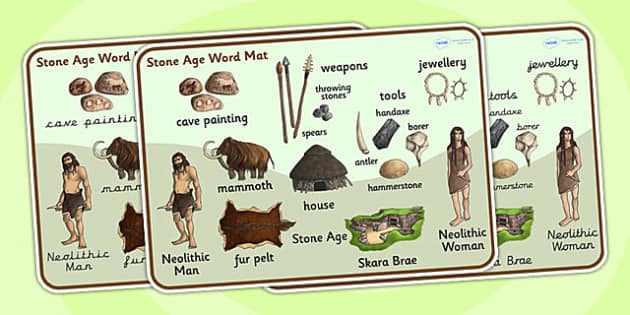 The Stone Age Word Mat - stone age, word mat, keywords, history