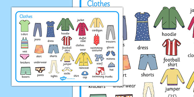 Clothes Word Mat - clothes, different, word mat, mat, writing aid, words